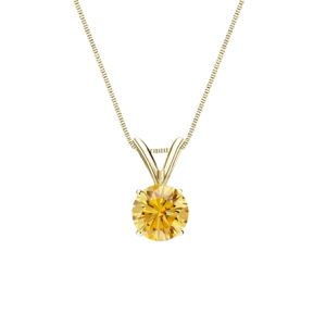 Tycia Gold 4 Prong Yellow Diamond Pendants Necklaces