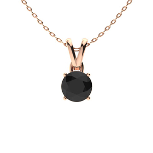 Tinkerbell Rose Gold 4 Prong Black Diamond Necklaces