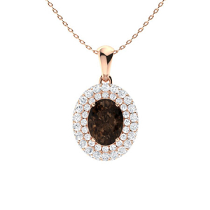 Urbana Brown Rose Gold 4 Prong Champagne Diamond Pendants Necklaces