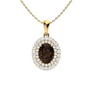 Urbana Brown Yellow Gold 4 Prong Champagne Diamond Pendants Necklaces