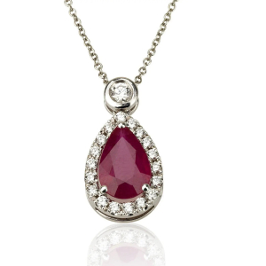 Pramada Natural Ruby 3 Prong  Necklaces