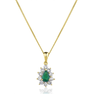 Willow Emerald Yellow Gold Prong Set  Necklaces