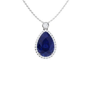 Vani Blue Sapphire 3 Prong Birthstone Diamond Pendants Necklaces