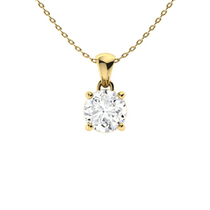 Veda Yellow Gold 4 Prong Moissanite Diamond Pendants Necklaces