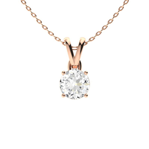 Ruti Lab-Created Diamond Rose Gold 4 Prong Solitaire Pendant Necklaces