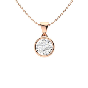 Quelle Natural Diamond Rose Gold Bezel Set Solitaire Pendant Necklaces