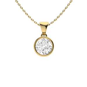 Quelle Natural Diamond Yellow Gold Bezel Set Solitaire Pendant Necklaces