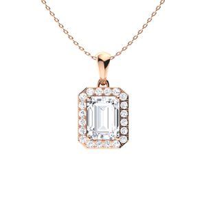 Torie Natural Diamond Rose Gold 4 Prong Halo Pendant Necklaces