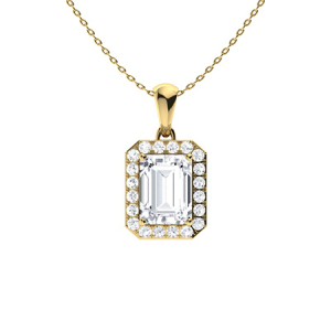 Torie Natural Diamond Yellow Gold 4 Prong Halo Pendant Necklaces