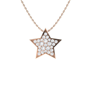 Tyenna Natural Diamond Rose Gold Pave Set Cluster Pendants Necklaces