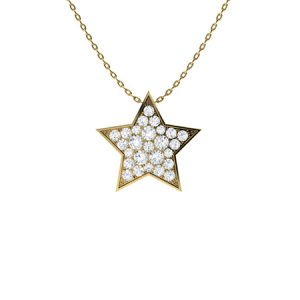 Tyenna Natural Diamond Yellow Gold Pave Set Cluster Pendants Necklaces