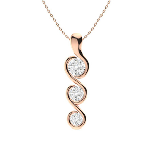 Theorigitha Natural Diamond Rose Gold Semi Bezel Journey Pendants Necklaces