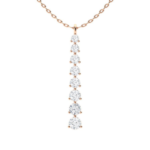 Theronda Natural Diamond Rose Gold 3 Prong Journey Pendants Necklaces