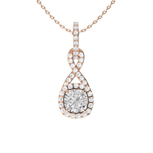 Treyce Natural Diamond Rose Gold 4 Claw Set Drop Pendants Necklaces