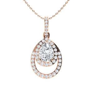 Tryssa Natural Diamond Rose Gold 3 Prong Drop Pendants Necklaces