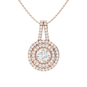 Philyra Natural Diamond Rose Gold 4 Prong Circle Pendants Necklaces