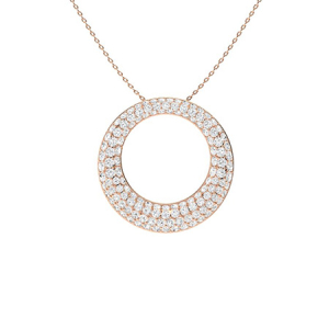 Pholma Natural Diamond Rose Gold Pave Set Circle Pendants Necklaces