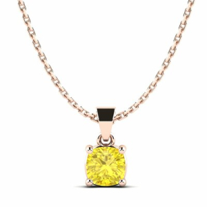 Tyrianne Rose Gold 4 Prong Yellow Diamond Pendants Necklaces