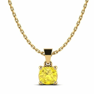 Tyrianne Gold 4 Prong Yellow Diamond Pendants Necklaces