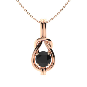 Udele Rose Gold 4 Prong Black Diamond Necklaces