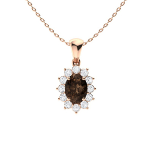 Veronica Brown Rose Gold 4 Prong Champagne Diamond Pendants Necklaces