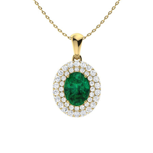 Winter Emerald Yellow Gold 4 Prong  Necklaces