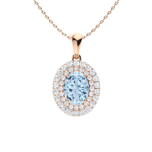 Varnika Aquamarine Rose Gold 4 Prong Gemstone Necklace