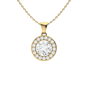 Vionna Yellow Gold 4 Claw Set Moissanite Diamond Pendants Necklaces