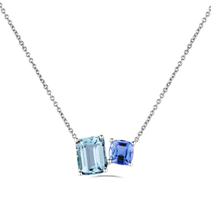 Viviana 3.04 Carat Aquamarine Mixed Shapes cut 4 Prong  Necklaces