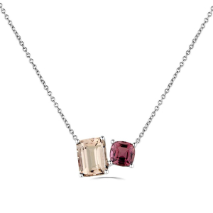 Viviana Morganite Rose Gold 4 Prong Set Gemstone Necklace