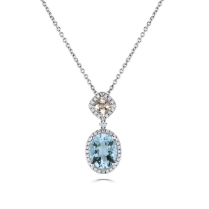 Quinnie Aquamarine Rose Gold 4 Prong  Necklace