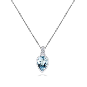 Qasida Aquamarine Rose Gold Bezel Set  Necklace