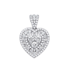 1.35 Carat Natural Round Diamond Small And Big Sized  Heart Pendant