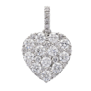 Pranati 1.00 Carat Natural Diamond Round cut Pave Set  Heart Necklaces