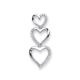 0.15 Carat Natural Round Three Step Diamond Heart  Pendant