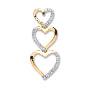 Prianna Natural Diamond Yellow Gold Prong Set Heart Necklaces