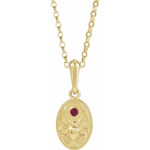 Hyacinthus Natural Ruby Yellow Gold Bezel Set  Necklaces