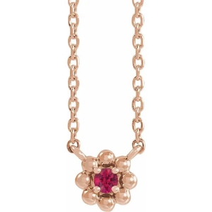 Hypericum Natural Ruby Rose Gold 4 Prong  Necklaces