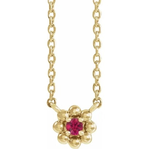 Hypericum Natural Ruby Yellow Gold 4 Prong  Necklaces