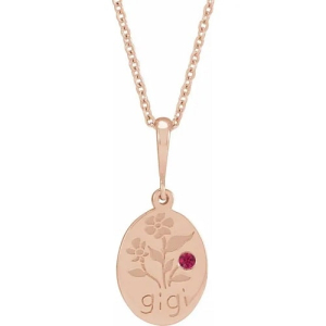 Hostas Natural Ruby Rose Gold Bezel Set  Necklaces