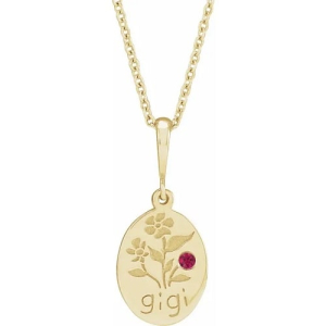 Hostas Natural Ruby Yellow Gold Bezel Set  Necklaces