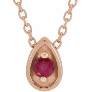 Pasquina Natural Ruby Rose Gold 2 Prong  Necklace