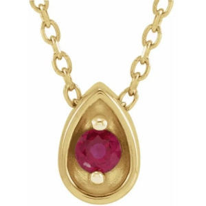 Pasquina Natural Ruby Yellow Gold 2 Prong  Necklace