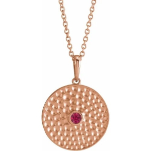 Pascalle Natural Ruby Rose Gold Bezel Set  Necklace