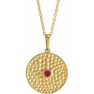 Pascalle Natural Ruby Yellow Gold Bezel Set  Necklace