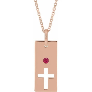 Ilex Natural Ruby Rose Gold Bezel Set  Necklaces