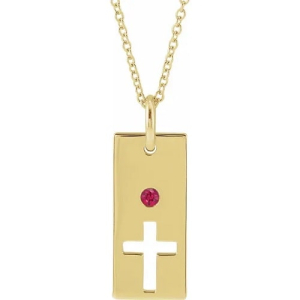 Ilex Natural Ruby Yellow Gold Bezel Set  Necklaces