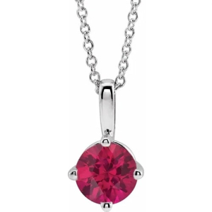 Phillida Natural Ruby Silver 4 Prong  Necklaces