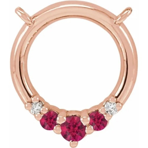 Patrie Natural Ruby Rose Gold Shared Prong  Necklace