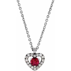 Payoja Natural Ruby Platinum 3 Prong  Necklace